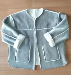 グレー コーデュロイ ボアジャケット