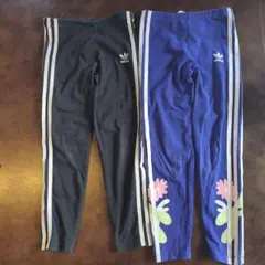 130cm　2枚セット　adidas レギンス　 ブラック パープル 子供