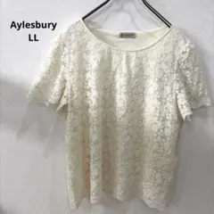 Aylesbury LL 花柄レースブラウス アイボリー 半袖 大きいサイズのサムネイル