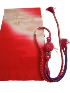 新品 振袖用 帯揚・豪華 飾り付き 帯〆 セット 正絹 未使用 Bｓ1464