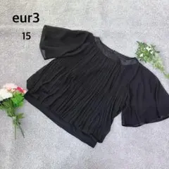 eur3 ブラウス 15 大きいサイズ 黒 プリーツ シフォン フレア袖　シアーのサムネイル