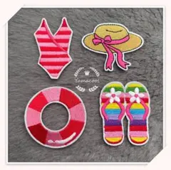 2505-17 夏がやって来た　刺繍アイロンワッペン 【好み1セット選び】