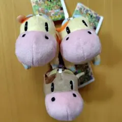 牧場物語　ボールチェーン付き　ウシさんぬいぐるみ　マスコット　３個セット