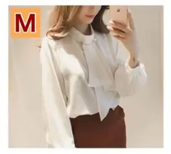 ボウタイシャツ 白 レディース ブラウス フォーマル ビジネス 卒業式 入学式