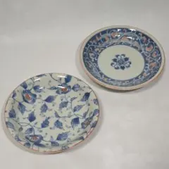 青と白の花柄波型皿 2枚セット - メルカリ