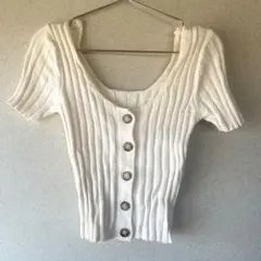 who's who Chico リブ編みショート丈トップス ホワイト