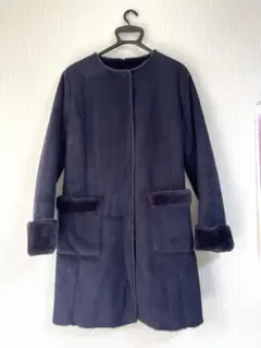 INTERPLANET ノーカラーボアコート M 春先 ジャケット 軽アウター