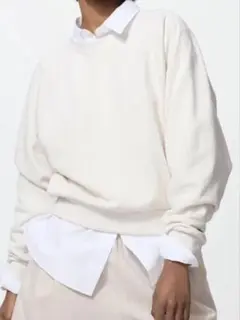 新品1枚 ユニクロ スウェットクロップドシャツM オフホワイト