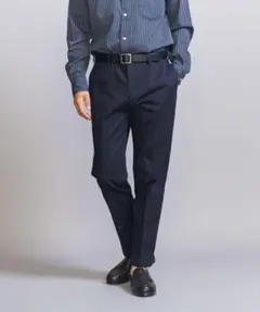 ストレッチ チノ ノープリーツ スリム パンツ ‐伸縮‐