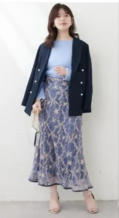 美品 ナチュラルクチュール　パイピングレーススカート フリーサイズ