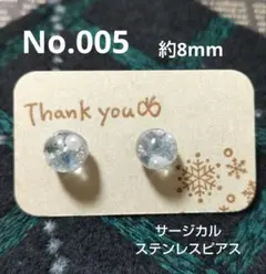 No. 005 ハンドメイド 天然石とドライフラワーのレジンピアス
