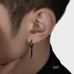 フープピアス ステンレス黒 モード シンプル ストリート 韓国 フリンジ ピアス