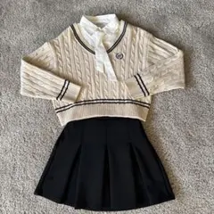 極美品Lovetoxicレイヤード風ケーブルニット&スカートセット140㎝