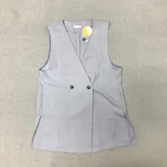 新品❤️ DRESKIP 麻調ベスト　ライトグレー　Mサイズ　レディース