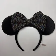 ミッキーマウス カチューシャ 黒 ビーズ装飾