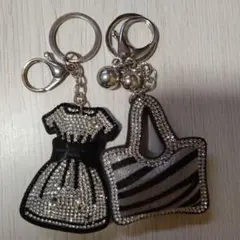 ビジュー装飾 ドレス・トートバッグ キーホルダー