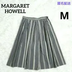 【美品】マーガレットハウエル コットンシルク スカートストライプ