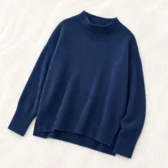 グローバルワーク メルティスタンドスリットプルオーバー ブルー サイドスリット