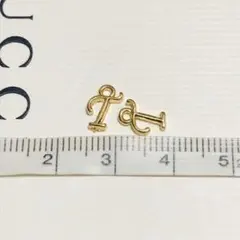 デコパーツ　イニシャル　T 2個セット　ハンドメイド　チャーム　ゴールドカラー