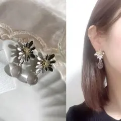『No 23』シルバーピアス　お花一粒おしゃれ　かっこいいシンプル　ハンドメイド