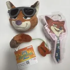 ズートピア 2ニック・ワイルド ぬいぐるみ＆ミニしっぽマスコット＆バック