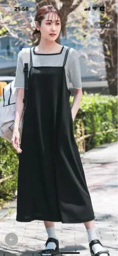 GLOBAL WORK　スゴラクストレッチキャミワンピース黒