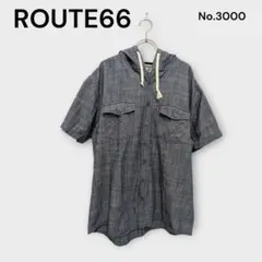 ROUTE66 フード付き シャンブレー 半袖シャツ XLサイズのサムネイル