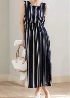 fifth ノースリーブワンピース ストライプ ネイビー