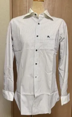★BURBERRY ブラックレーベル 長袖シャツ ストライプ ホース刺繍　39