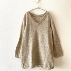 ☆【フロー】ニット チュニック 裾ドロスト Vネック 長袖 カジュアル M