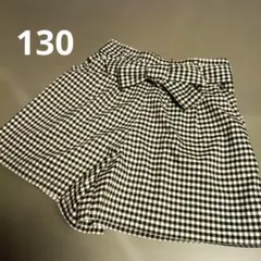 130MPSキッズ チェック柄 リボン付き ショートパンツ　ライトオン