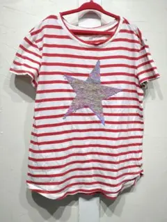 GAP KIDS スパンコールスター付きボーダーTシャツ　L 140cm