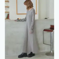 titivate／クルーネックフレアシルエットニットワンピース