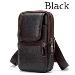 ブラック スマホバック ベルトポーチ レザー 仕事 ショルダー付 3way 収納