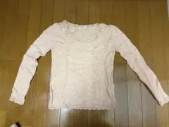 長袖ニット ピンク　レース装飾のサムネイル