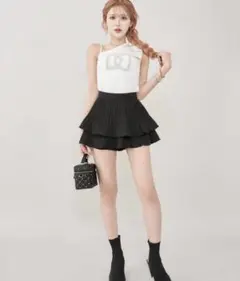 Darich ナロープリーツティアードミニスカート　M 黒のサムネイル