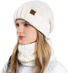 [XXG] ニット帽 レディース ネックウォーマー リブ編み シルエット 暖かい