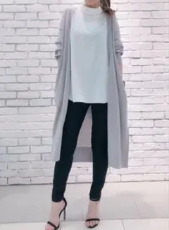 プラステ クールタッチ コットン ロングカーディガン