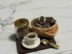 ［クッキー瓶入クッキーサンドカゴ入＆コーヒーセット］ミニチュアスイーツ