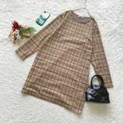 シューラルー ワンピース ひざ丈 チェック柄 L ゆったり 洗える デイリー