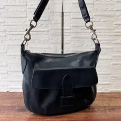 セリーヌ ロゴ レザー ワンショルダー バッグ シルバー金具 ブラック