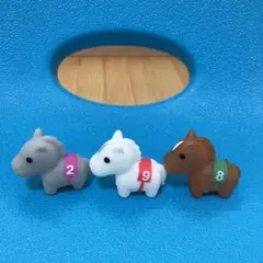 競馬 ミニフィギュア 3体セット ゼッケン付き　ミニソフビフィギュア