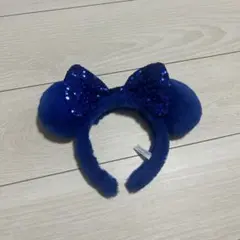 ブルーのモコモコミニー耳付きカチューシャ