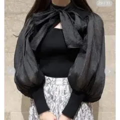 SNIDEL　スナイデル　シアーネックニットプルオーバー　トップス　黒　ブラック