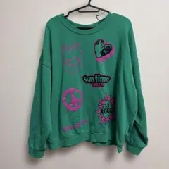 H&Mグラフィックプリント スウェット L 緑
