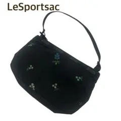 レスポートサック ミニポーチ USA製 花柄刺繍 ブラック ハンドストラップ付