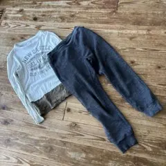 150cm ユニクロ ダークグレー　スウェットパンツ 長袖Tシャツ セット売り