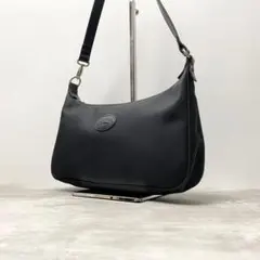 【良品】ロンシャン ショルダーバッグ 斜め掛け ナイロン レザー ブラック