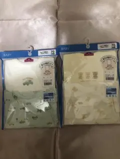 TOPVALU ベビー 半袖ボディスーツ 70 2枚組 綿100% X2P ⑤