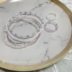 ビーズブレスレットとリングの6点セット